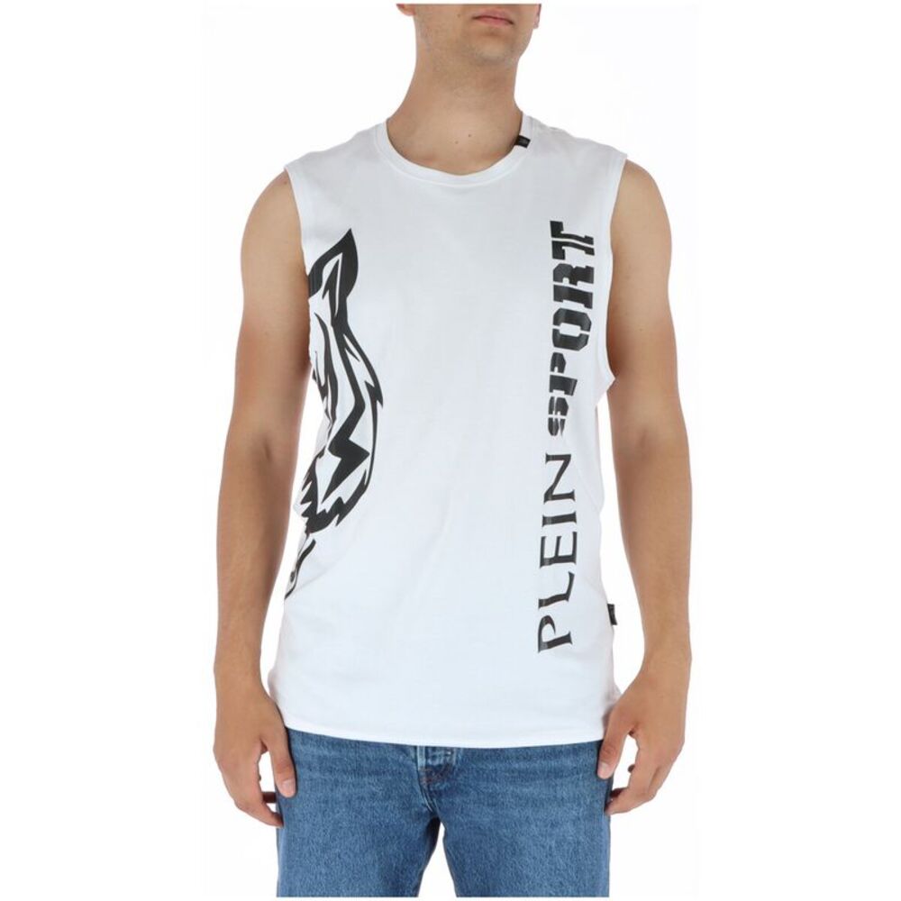 Plein Sport Wolf Head Sleeveless Tee Men White Undershirts